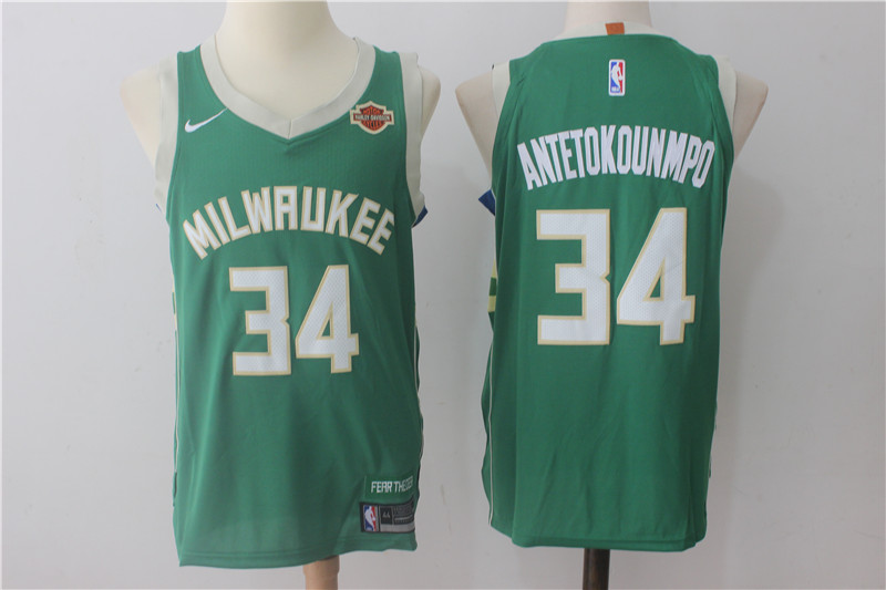 Men Milwaukee Bucks #34 Antetokounmpo Green New Nike Season NBA Jerseys